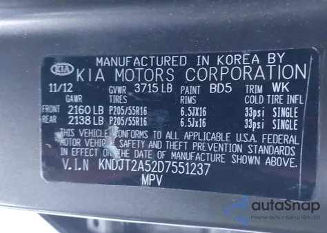2013 Kia Soul from USA, damaged, VIN KNDJT2A52D7551237